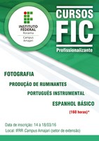 Inscrições de cursos FIC vão até amanhã, 18 de março