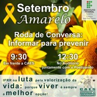 Setembro Amarelo – Roda de Conversa com alunos debaterá o suicídio