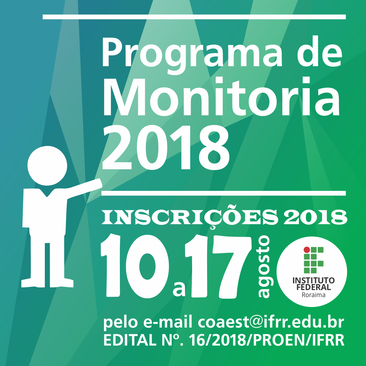 Aberto edital de programa institucional de monitoria remunerada e voluntária