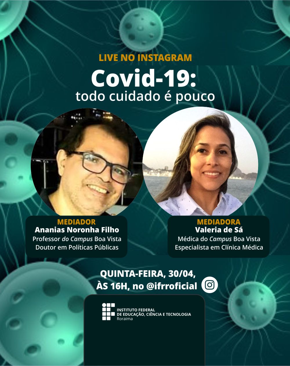 Live do IFRR vai abordar cuidados com a Covid-19