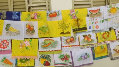 Curso Artesão de Pintura em Tecido-Aula de encerramento e apresentação dos trabalhos criados